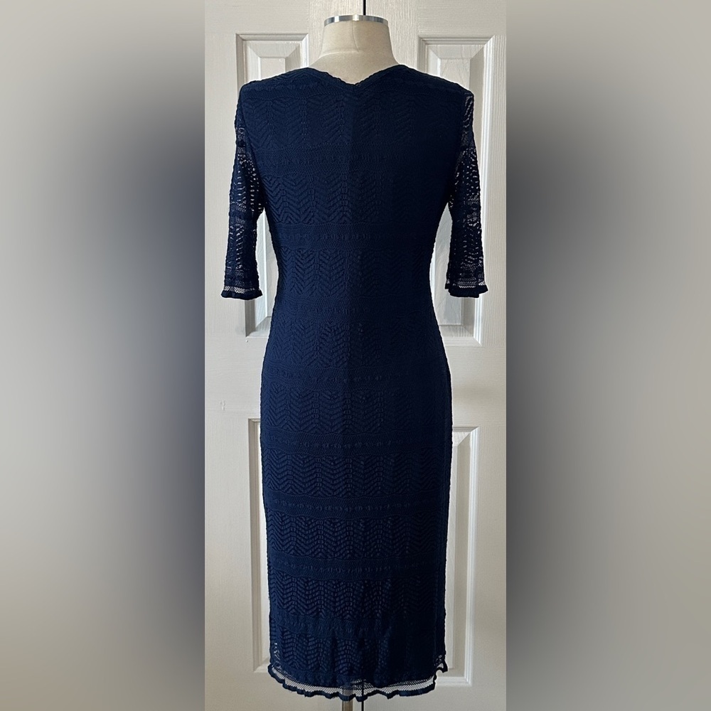 Rabbit Rabbit Rabbit Designs Navy Lace Midi Dress Size 10 - Picture 3 of 3